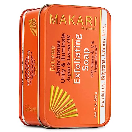 MAKARI Extreme Argan & Carrot Oil 3 Piece Gift Set - Exfoliating Soap, Tone Boosting Body Lotion & Face Cream Ideal for All Skin Types, Botanical Self Care Kit for Women