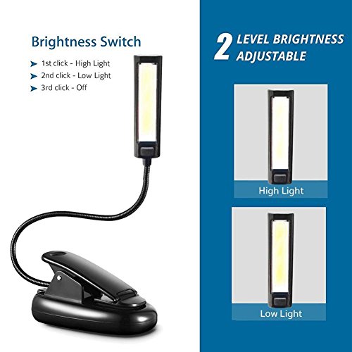 Flexible LED Light ,Vanvler [ Desk Table Lamp ] Clip-On [ USB Light Rechargeable ] Reading Study (Black) - Thumbnail 2