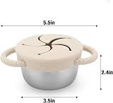 PandaEar Stainless Steel Snack Cups with Silicone Lids Pack of 2 Beige & Sage view 3