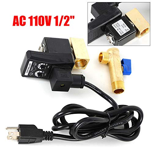 Auto Drain Valve 110V Electronic Drain Valve 1/2"Automatic Electronic Timed Air Compressed Drain Valve 2-way Direct-acting Air Tank Water Moisture Drain Valve Car Air Gas Systerm Tools