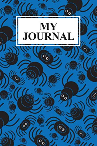 My Journal: Cute Spider Pattern Blue/Black Cover Notebook and Diary for Boys Girls Kids Teens 120 pages of Lined Paper for Writing/Journalling, 6" x 9" inches