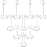 Lcolyoli 16G 18G Clear Earrings for Sports Clear Piercing Retainers Cartilage Earrings Plastic Earring Bioflex Lip Rings Labret Retainer for Women Men 6/8/10mm Bar Length