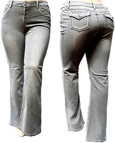 Jack David Womens Plus Size Straight Leg Stretch Relaxed Fit Blue Denim Jeans Pants