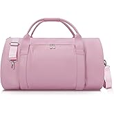 Modoker Leather Garment Bag for Travel – 2-in-1 Carry-On Suit Bag & Weekender for Women – Wedding Dress Luggage with Shoe Compartment & Shoulder Strap – Ideal for Business Trips,Pink