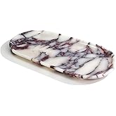 Natural Marble Tray, Coffee Table, Food, Fruit, Paper Cup, Cake Display, Coffee bar, Family Gatherings, Seasonal Holiday Decoration Tray(Viola-oval-11 x5 x0.7)