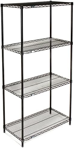 Nexel 24" x 30" x 63", 4 Tier Adjustable Wire Shelving Unit, NSF Listed Commercial Storage Rack, Black Epoxy Finish, Leveling feet