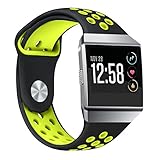 For Fitbit Ionic Sport Bands, bayite Soft Silicone Replacement Band Perforated Breathable Wristband Fashion Strap For Fitbit Ionic Fitness Smart Watch Accessories Black/Fluorescent Yellow Women Men
