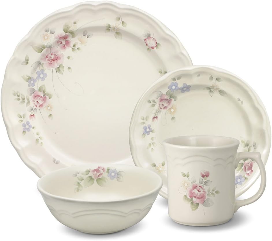 Pfaltzgraff Tea Rose 16 Piece Dinnerware Set, Service for 4