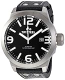 TW Steel Men's 'Icon' Quartz Stainless Steel and Leather Casual Watch, Color:Black (Model: TW623)