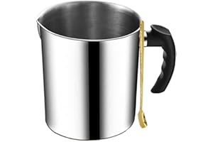 Phinicco Candle Making Pouring Pot, 44oz 1.3L Wax Melting Pot and Spoon 304 Stainless Steel Candle Making Pitcher Heat-Resistant Handle Dripless Pouring Spout Design