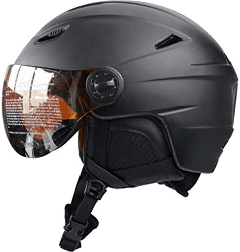 Kinnsemy Ski Helmet With Goggles Man/Woman/Kids Winter Snow Warm Snowboard Helmet Snowmobile Mask Moto Skis/Sled Sport Safety matte black 58-60cm