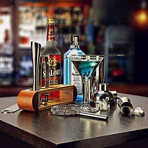 Cocktail-Shaker Barkeeper-Set mit Ständer, 11-teiliges Bar-Werkzeug-Set Cocktail-Set Perfektes Barkeeper-Set für zu… – Bild 2