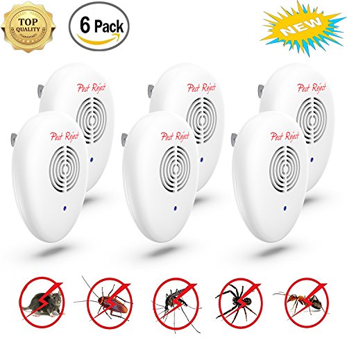 NEW 2018 Ultrasonic Pest Repellent (6-Pack)[UPGRADED] Electronic & Ultrasound Control in Effective Expulsion Control Mosquito, Roach, Mice, Spider, Ant, Rodent,Bedbugs
