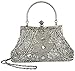 MG Collection Louise Seed Bead Sequined Leaf Clutch Purse Evening Bag, Silver, One Size
