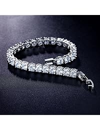 UMODE 18K White Gold Plated Jewelry 0.5 Carat Round Cut Clear Cubic Zirconia CZ Tennis Bracelet for Woman