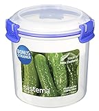 Sistema KLIP IT Utility Collection Round Food Storage Container with Strainer, 23.0 oz./0.7 L, Clear/Blue