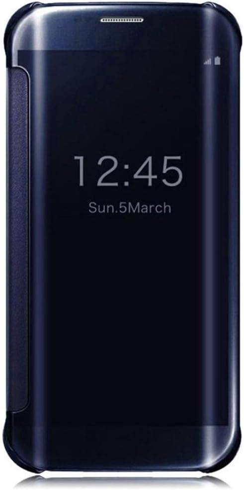 CARYYCY Luxury Elegant Glitter Smart Flip Ultra Slim View Electroplated Mirror Hard Clear Transparent Phone Case Cover for Samsung Galaxy S6 Edge / S6 Edge Plus (S6 Edge Plus, Dark Blue)