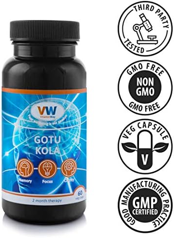 Gotu kola Extract 300mg, Standardized to 20% Triterpenes. 60 Vegan Capsules. Non-GMO, Gluten Free by VitaminWay.