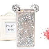 iPhone 6 6S Case, Shinymore Full Protection Soft Bumper Case Cute 3D Mouse Ears Sparkle Dynamic Liquid Flowing Floating Glitter Bling Diamond Moving Quicksand Case for iPhone 6 & 6S-Silver
