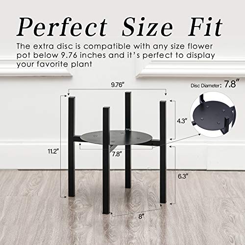 Plant Stand for Indoor Outdoor Plant Pots | Pccooler Mid Century Rustproof Iron Art Flower Pot Holder | Extra Tray Fit Any Planter Pot Below 9.7 Inches | Modern Home Decor (9.7 inches)