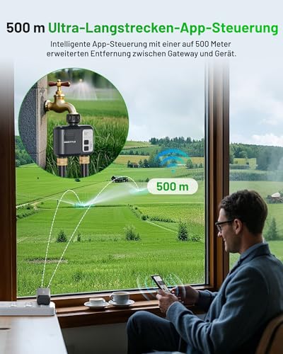 Irrigation Computer WLAN 2 Outputs: Easy Garden Watering with App & Language, 5 Individual Irrigation Plans, Smart Water Control for Lawn Sprinkler & Automatic Garden Irrigation System