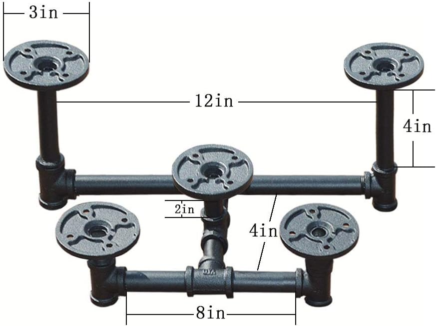 smtyle Industrial Candle Holders Candelabra Set of 5 Plate Black Iron Metal Willowr for Fireplace Decoration on Desk or Floor: Kitchen & Dining