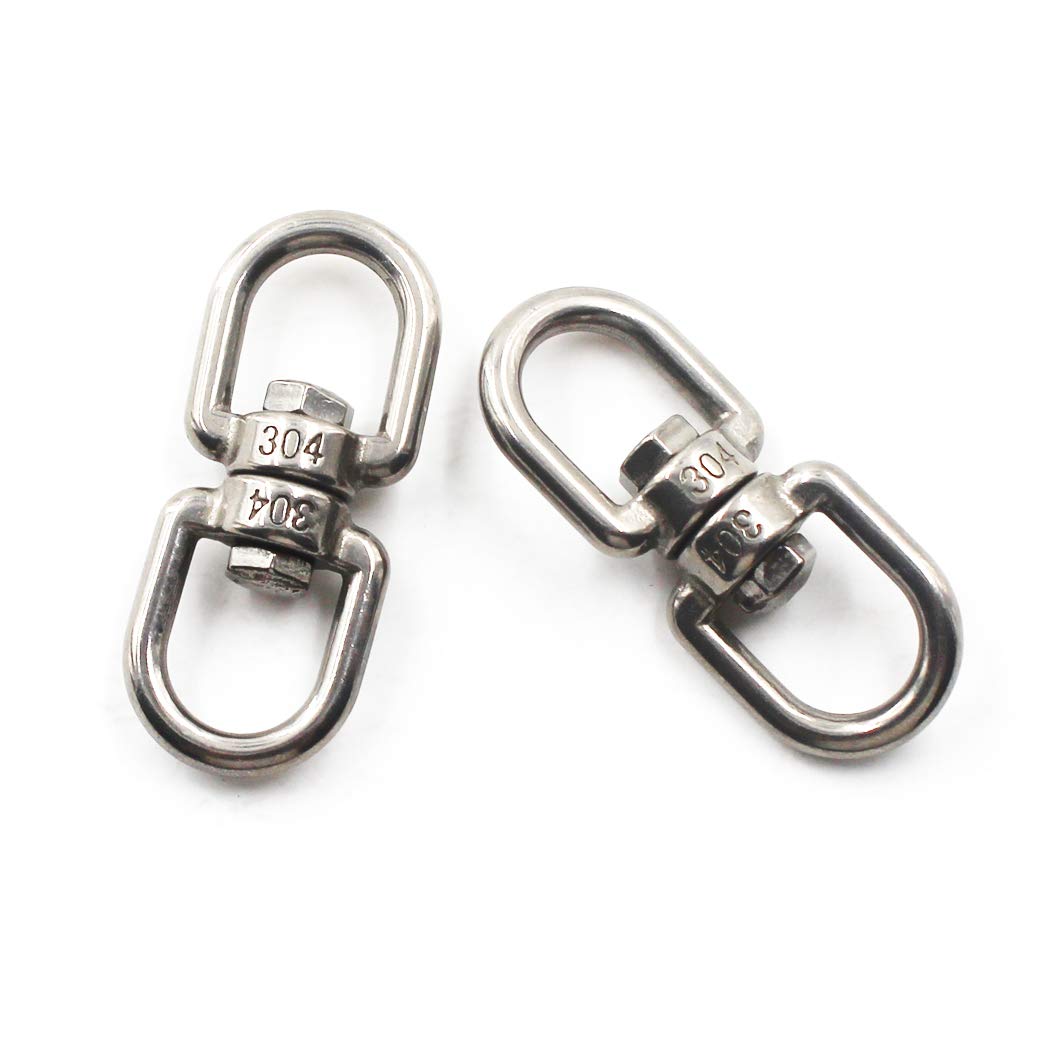 304 Stainless Steel Eye To Eye Swivel Ring,M10 3/8" Key Ring Keychain Connectors For Anchor Chain (2PCS)