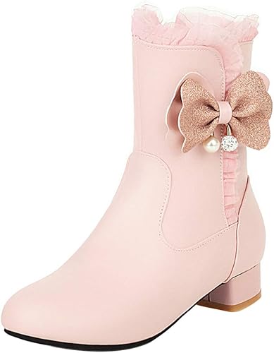 Amazon Fanimila ガールズ ショートブーツ ローヒール 可愛い ブーツ リボン飾り Fanimila ブーツ ブーティ