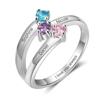 Buy Personalized Mothers Rings with 3 