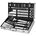 KANGORA Professional BBQ Grill Utensils w/Storage Case (18-Piece Set) Stainless Steel Barbecue Tools | Outdoor Cooking Accessories | Spatula, Tongs, Cleaning Brush, Baster & More