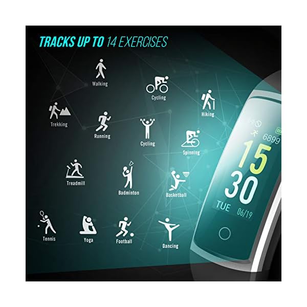 FITFORT Fitness Tracker with Blood Pressure HR Monitor 2019 Upgraded