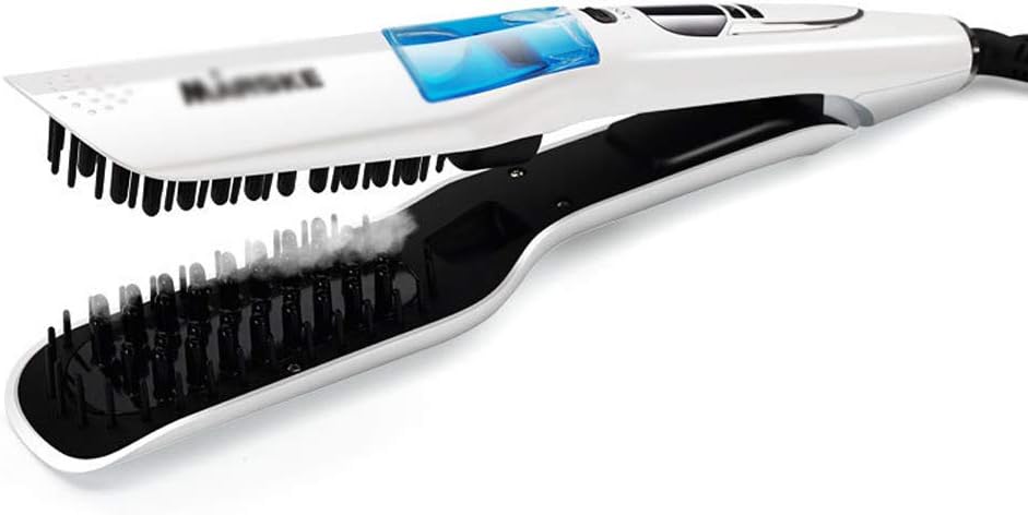 Steam Spray Hair Straightening Brush Ceramic Heating Hair Brush Straightener Adjustable Temperature Negative Ions Do Not Hurt Hair Comb (White)