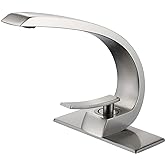 HMEGAO Bathroom Faucet Brushed Nickel,Bathroom Sink Faucet for Sink 1 Hole or 3 Hole Mount Single Handle Basin Mixer with 6-inch 10-inch Deckplate