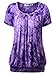 DJT Women's Short Sleeve Pleated Front Blouse Tunic Top