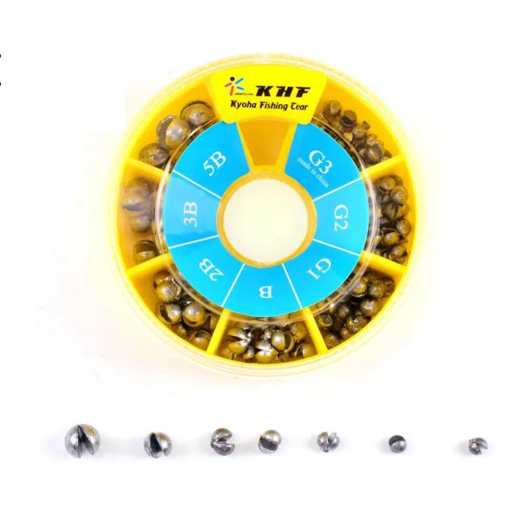 Split Shot Fishing Weights – 7-Way Dispenser for Carp, Coarse, Match, Pike & Float Fishing | Mixed Sizes for Ledgering, Float, Deep Water