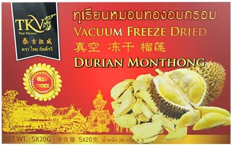 Thai Kitravee Dried Freeze Durian King of Tropical Fruit 100g. Gift Souvenir