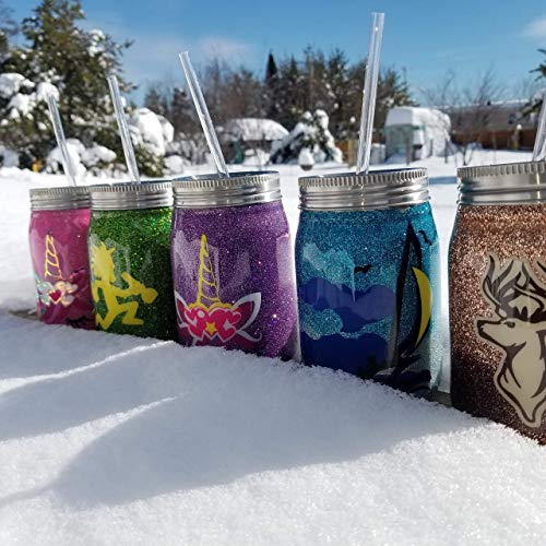 Stainless Steel Travel Mug Glitter Mason Jar - Unicorn - Gift