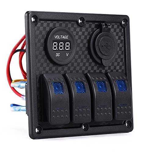 image for DCFlat 5 Pin 4 Gang/6 Gang Car Marine Boat Circuit RV LED Rocker Switc