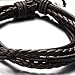 COOLSTEELANDBEYOND Hand-Made Mens Brown Braided Leather Bracelet Multi-Strand Genuine Leather Wristband Wrap Bracelet