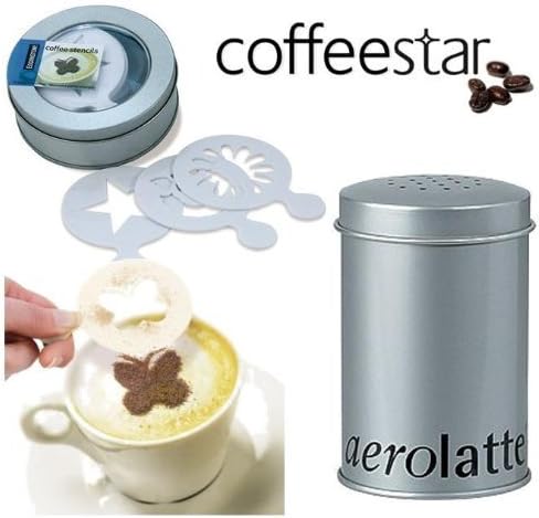 16 x Coffee Stencils & Chocolate Sprinkler Gift Set for Caffè Latte Cappuccino