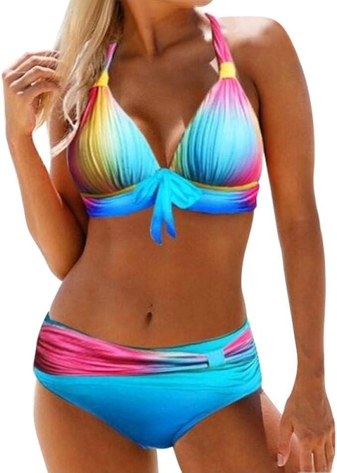 Badpak Bikini Sexy Bikini Dames Badmode Gradiënt 2 Stuks Badpak Rugloos