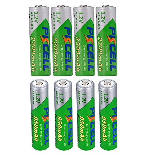 4Pcs AA 2200mAh 1.2V Ni-Mh Pre-Charged Battery and 4Pcs AAA 850mAh 1.2V NIMH Rechargeable Battery