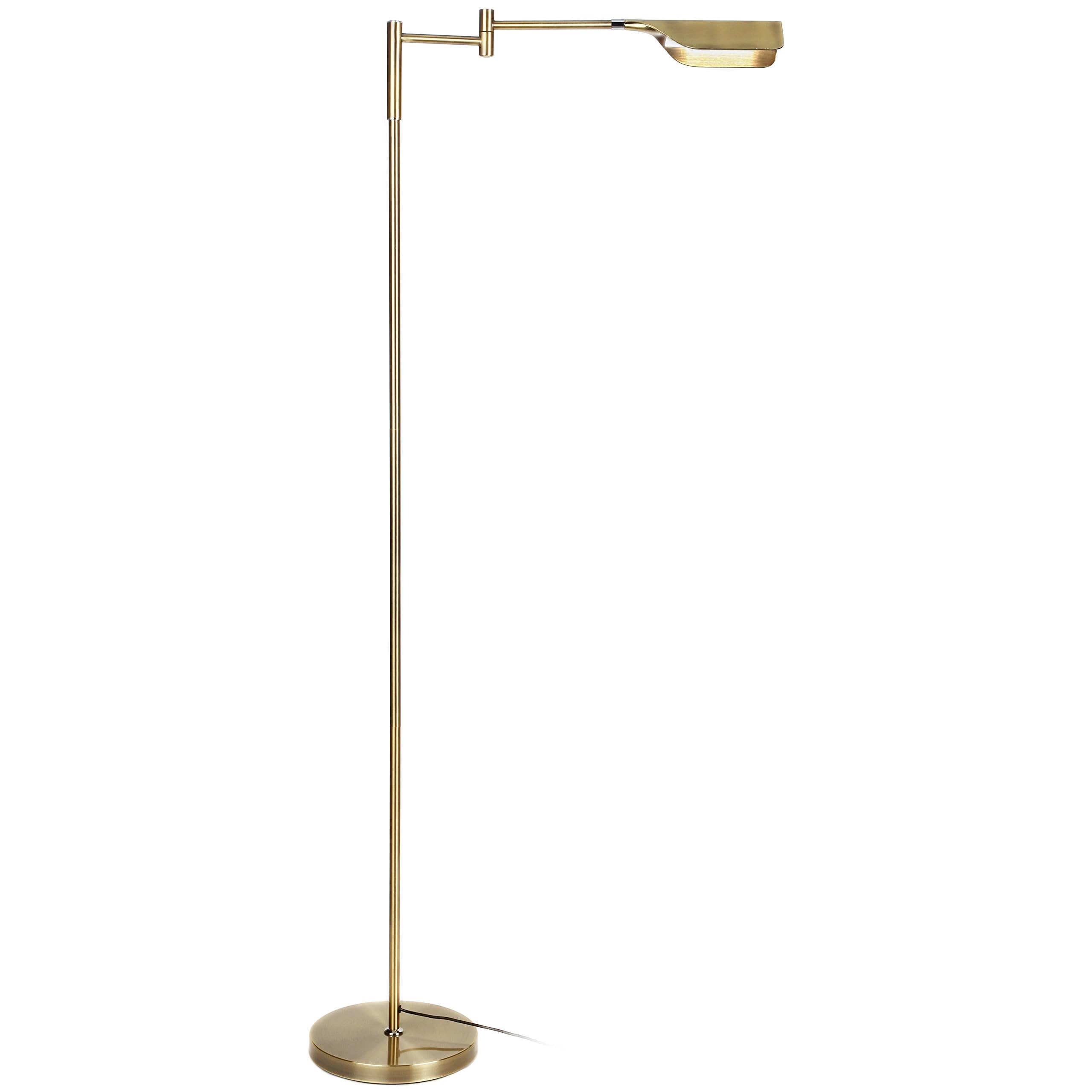 Brightech Leaf Pharmacy LED Reading Lamp, Dimmable Floor Lamp with Easy Rotation over Chair or Desk for Living Rooms & Offices, Adjustable Standing Tall Lamp, For Sewing & Crafts, Antique Brass (Gold)