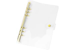 NatSumeBasics Clear A5 Binder Cover Gold 6-Ring 7" x 9" Folders Refillable Soft Notebook Shell Protector Binding Accessories Supplies(Gold A5 Binder)