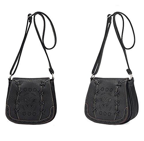 Toniker Women's Crossbody Saddle Bags PU Leather Small Shoulder Bag with Adjustable Strap and Magnetic Button