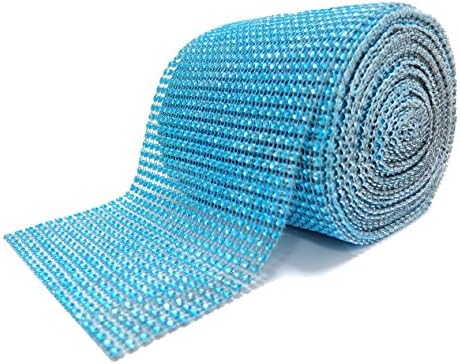 LifeGrip 24 Row 10 yard 30 feet Acrylic Rhinestone Diamond Ribbon Wrap for Wedding, Birthday, Gift, Party, Baby Shower, Arts and Craft Projects 30 Feet (Blue)