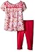 Kidtopia Girls' Floral Print with Poly Lace Chiffon Top with Legging Tunic Set