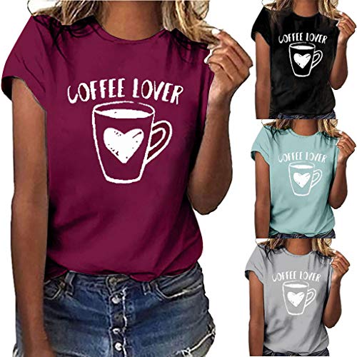 ♡Londony♡ Women's Short Sleeve Letter Printed Tee Tops Casual T-Shirt Summer Street Printed Tops Funny Juniors Tees