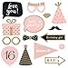 Fully Assembled Sweet 16 Birthday Photo Booth Props - Set of 30 - Pink & Gold Selfie Signs - 16th Party Supplies & Decorations - Cute 16th Bday Designs with Real Glitter - Did We Mention No DIY