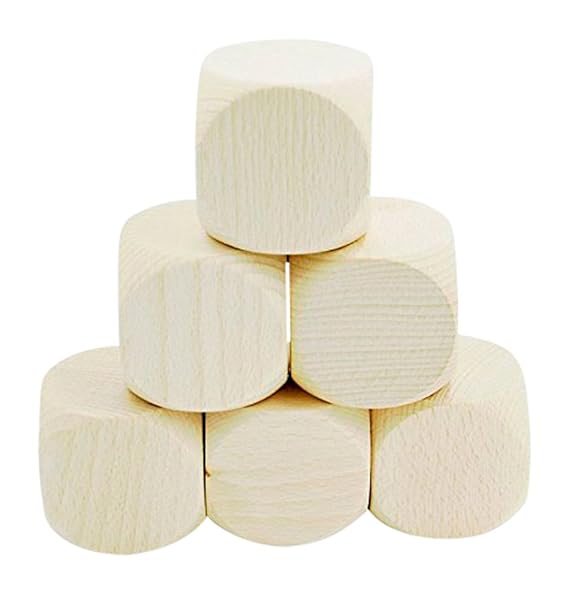 GICO Blankowürfel Holzwürfel Natur mit 60mm Kantenlänge- 6er Set
